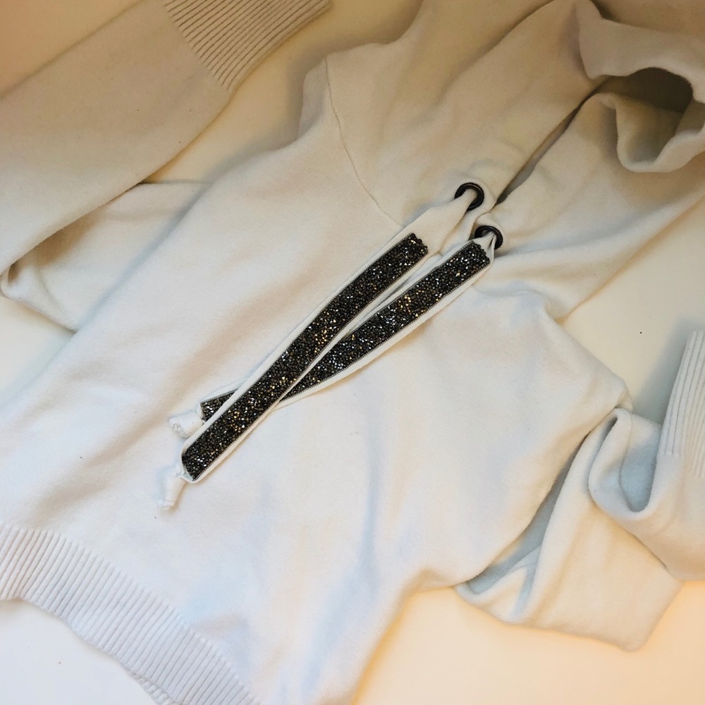 ZARA white crop hoodie